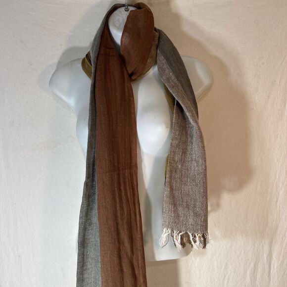 Jeelow Lightweight Summer Scarf Light Shawl Wrap Unisex Linen Yellow Floral - Picture 4 of 4